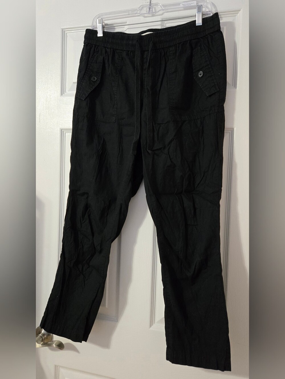 LOFT Outlet Women's Black Cargo Drawstring Pants, Size 10